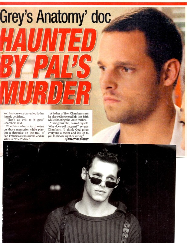 actor-model Justin Chambers-  1/2 pound original career clippings lot 75 pages!