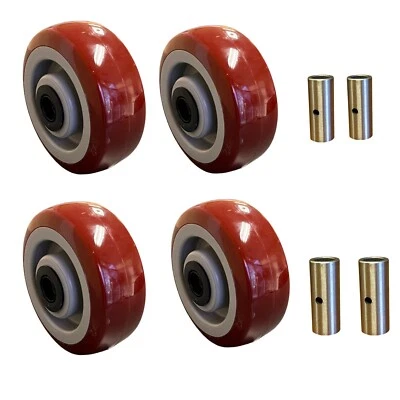 HYW PRODUCTS 5” x 2” Burgundy Polyurethane on Plastic Core 4 Wheels