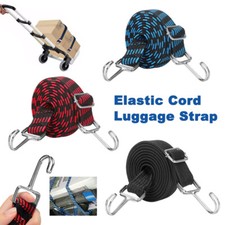 Heavy Duty Flat Elastic Tie Down Strap Bungee Cord With Hooks Black / Blue / Red