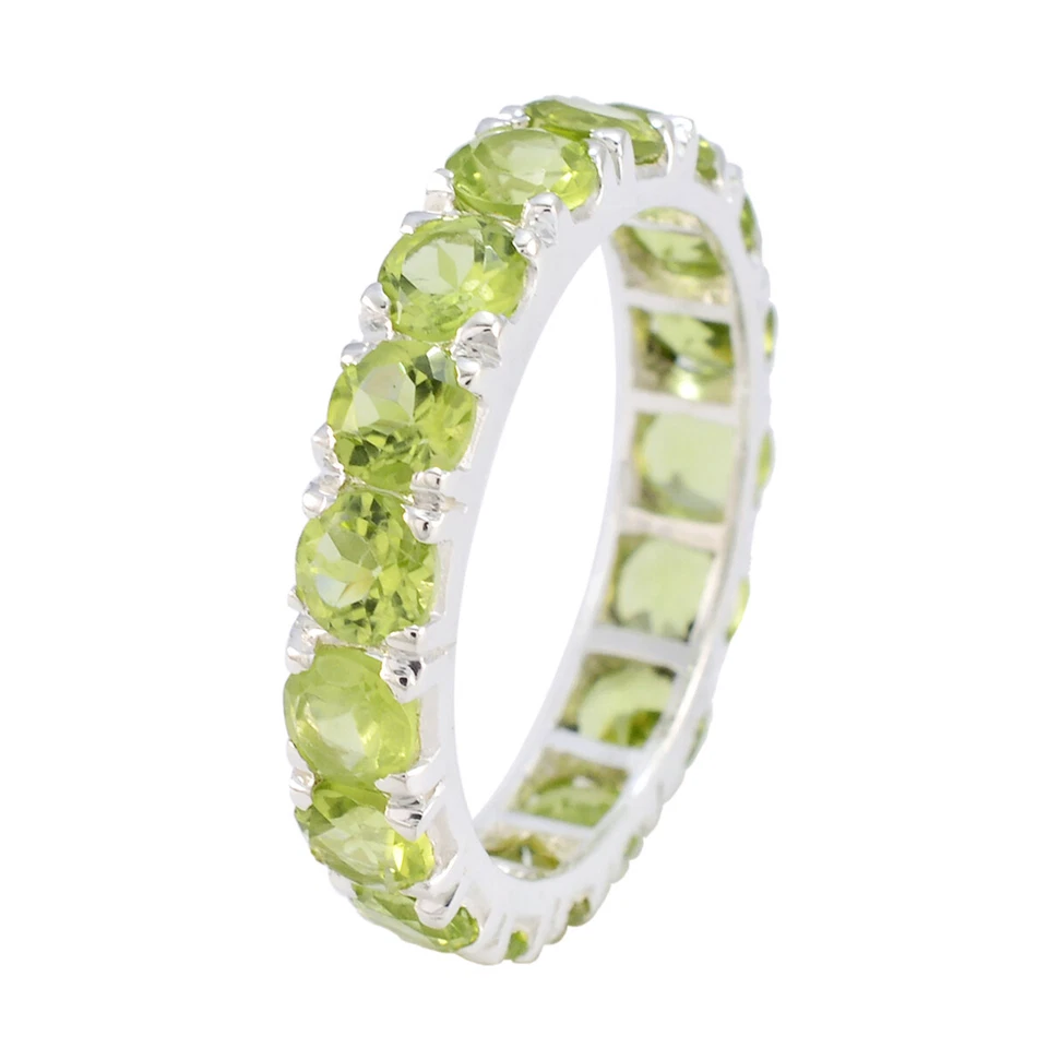 Peridot Infinity Gleam 925 Sterling Silber Ovaler Halo-Ring - Bild 2 von 4