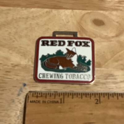 red fox chewing tobacco Cloisonné Large Red Fox Chewing Tobacco Watch Fob