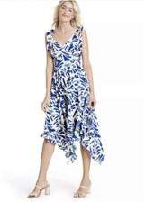 NWT Alexis Target Blue Botanical Asymmetrical Dress Medium