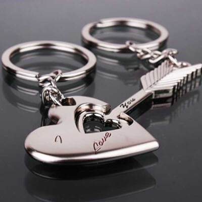 PÄRCHEN SCHLÜSSELANHÄNGER SET HERZ & PFEIL LIEBE I LOVE YOU PARTNER PAAR 2 STÜCK