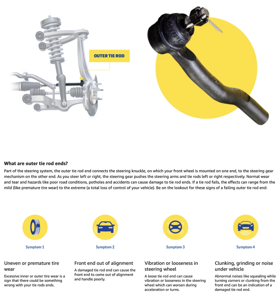 Extremo de barra de amarre exterior derecho de dirección MOOG ES800857 para Volvo XC90 2003-2014 nuevo Foto 4 de 4