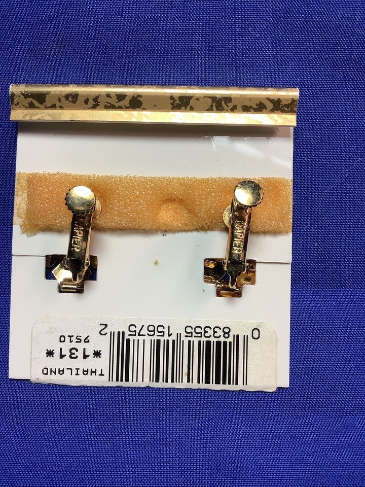 NAPIER Vintage Gold Tone Clip on Screw Back Earrings Classic Crisscross