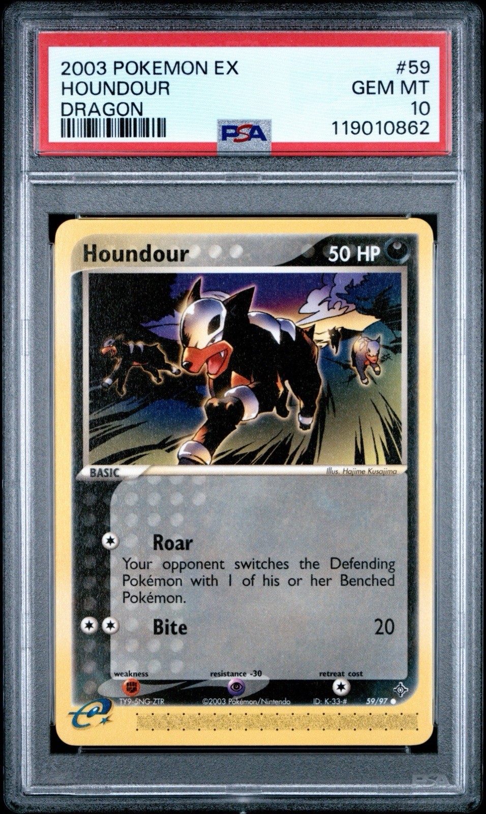 Pokémon Houndour EX Dragon E-Reader #59/97 PSA 10 2003 Low Pop 27