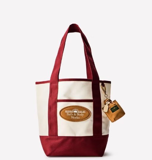 Bath and Body Works Burgundy & Cream Heritage Tote Bag *Presale* 2026