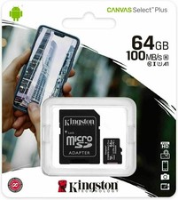 A1 KINGSTON 64GB Micro SD SDXC Memory Card Class 10 100MB/s with SD Card Adapter