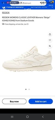 Reebok Classic Leather Women s Low Top Lace-Up Leather Sneakers Beige IG9482