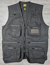 HQ Issue Mens Concealed Carry Vest Canvas Tactical Black  Zip Up Adjustable Med