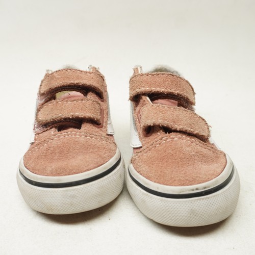 EUC! Kleinkind Vans Old Skool V rosa Canvas Wildleder Turnschuhe gebraucht, in einwandfreiem Zustand Größe 5 Velcr - Bild 5 von 9