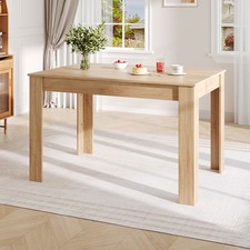 Solid Dining Table Rectangle Wood Legs 120cm Dining Room Kitchen Table Natural