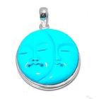 Sleeping Turquoise Gemstone Handmade 925 Sterling Silver Pendant 1.89" p745