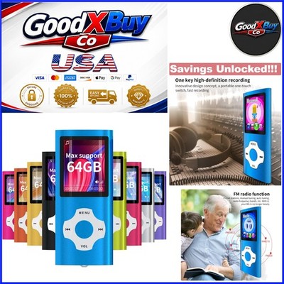 Dark Blue MP3 MP4 Player 1.8'' LCD FM Radio Voice Recorder 64GB Support