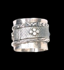 Sterling Silver 925 Textured Spinner Spinning Wide Band Ring Size 8