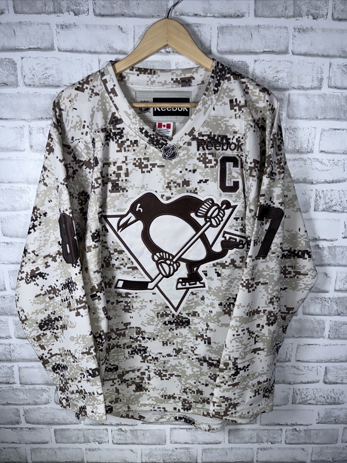PITTSBURGH PENGUINS SIDNEY CROSBY DIGITAL CAMO JERSEY SUPPORT OUR HEROES Mens 50