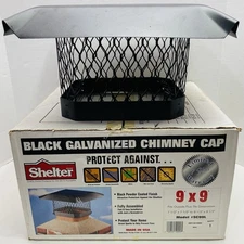 SHELTER Brand 9"x9" Black Galvanized CHIMNEY CAP Model SC99L New Open Box USA