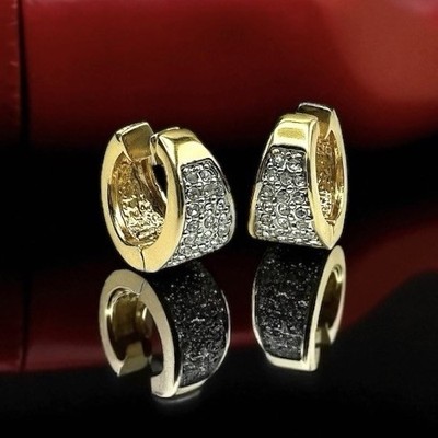 CRYSTAL HUGGIES Earrings Pierced Hinged Gold Plated Errands - Office - Date Nite