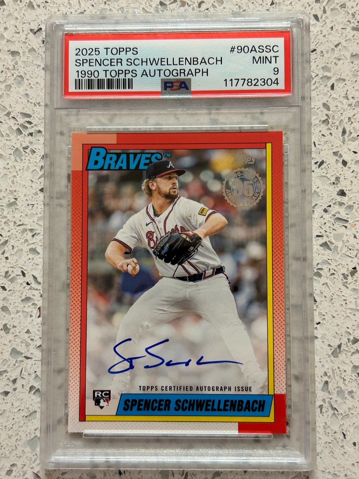 Spencer Schwellenbach 2025 Topps-1990 Topps Autograph PSA 9