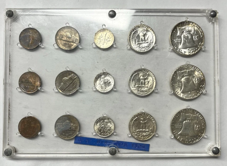 1954 Complete Set P,D,S Cent Thru Silver Half Dollar, Some Coin Stained - Image 2 of 2