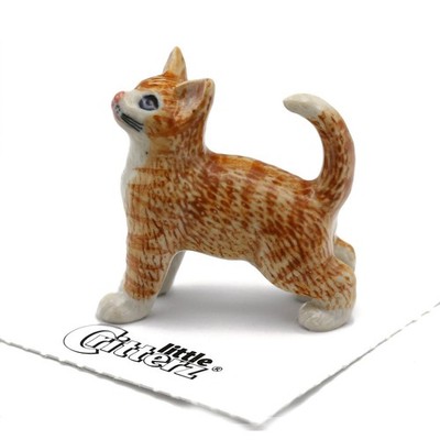 Little Critterz Brown Cat - Tiger Cat ''Ginger'' - Miniature Porcelain Figurine