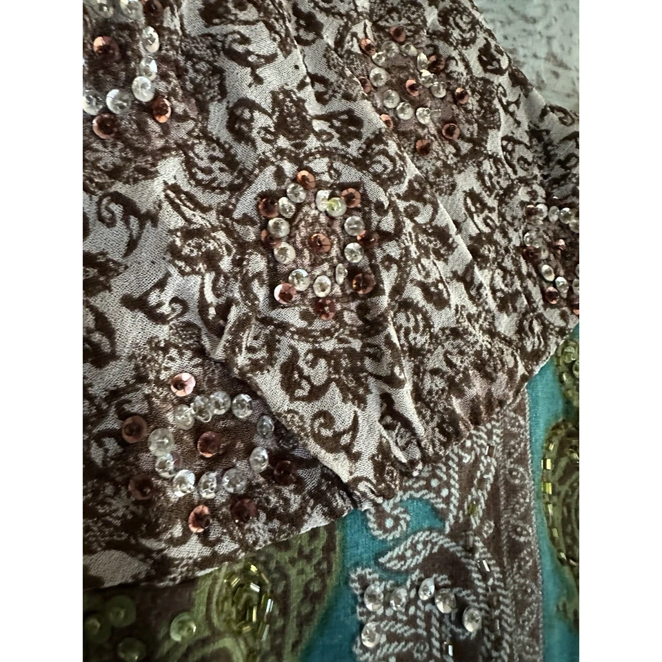 Babydoll retro boho fairycore vintage pequeño de cachemira verde para mujer Y2K Foto 3 de 4