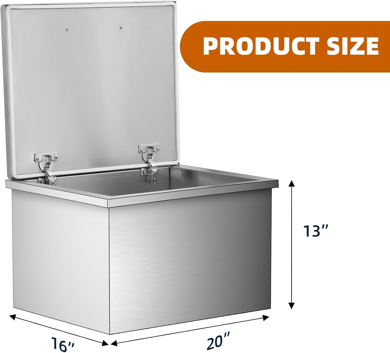 20" Stainless Steel Commercial Ice Chest, 46.7QT W/ Drain Plug for Bar & Kitchen