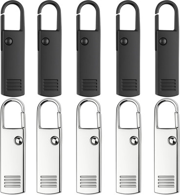 Reißverschluss Anhänger zur Reparatur, 10 Pack, aus Metall, je 5 x Schwarz und S