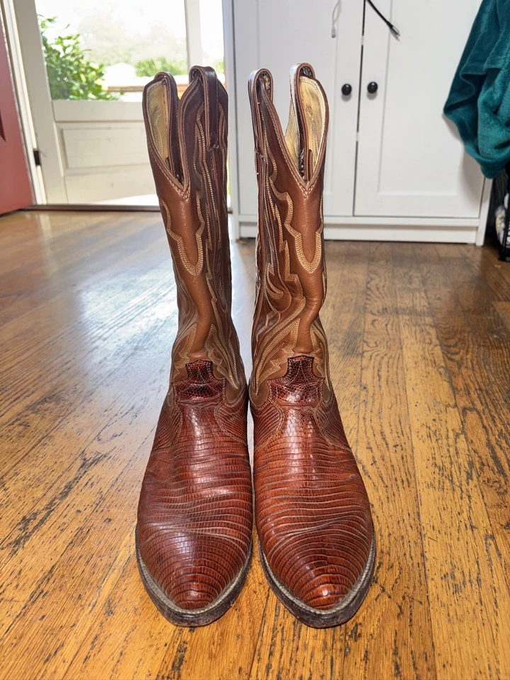 Botas de Vaquero Justin 8303 Exóticas Lagarto Para Hombre De Colección ~ Talla 8 1/2 Foto 3 de 4