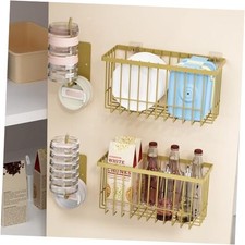 4 Pack Adhesive Cabinet Door Organizer - Tumbler Lid Organizer Kitchen Gold