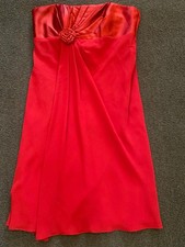 David s Bridal Womens Red Strapless Knee Rose Accents Event Dress Sz 6
