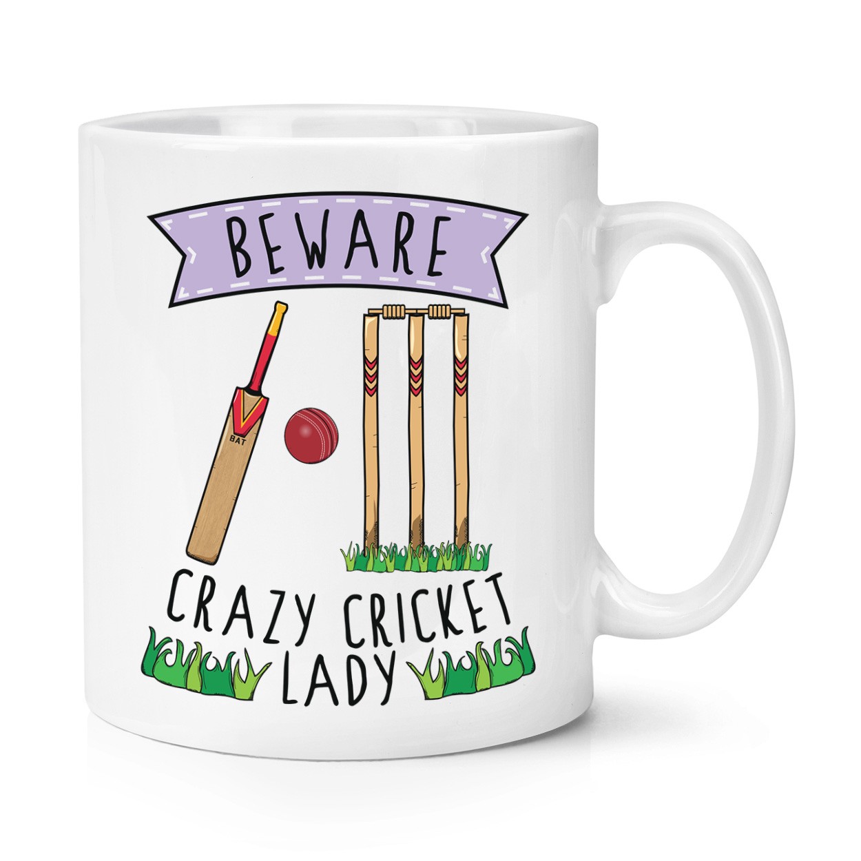 Beware Crazy Cricket Lady 10oz Mug Cup - Funny Sport