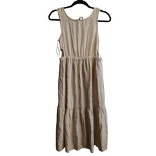 Japna Women's Linen Blend Small Tan maxi Dress