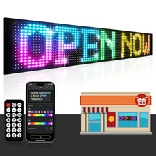 24"x5" Programmable LED Sign for Storefronts, Bluetooth APP Control, Stick-On...