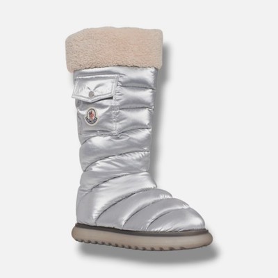 Moncler Women's Silver Gaia Pocket Puffer Snow Boot Shoes Size 36