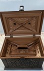 Vintage Max Klein Ornate Plastic Faux Wood Finish Brown Sewing Storage Box — photo 6