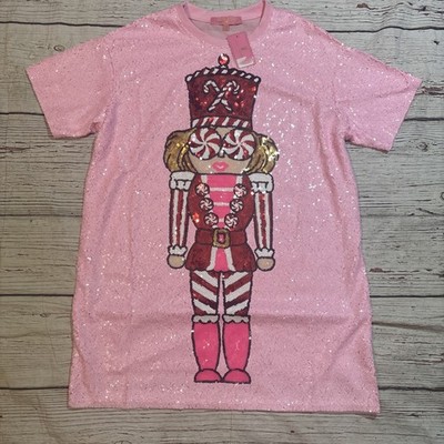 simply southern sequin dress Simply Southern Women's Dress Sequin Nutcracker T-Shirt Soft Pink NEW Sz  L/XL