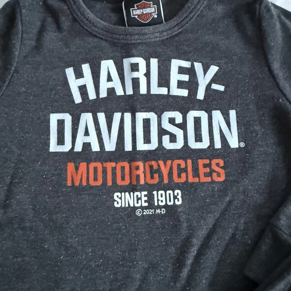 Harley Davidson Bebé Niño 2 Piezas Manga Larga Camiseta y Pantalón Gris Conjunto Talla 12-18M Foto 2 de 4