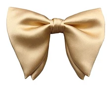 Mens Oversized Satin Silk Bow Tie Solid Color Formal Tuxedo Big C- Champagne