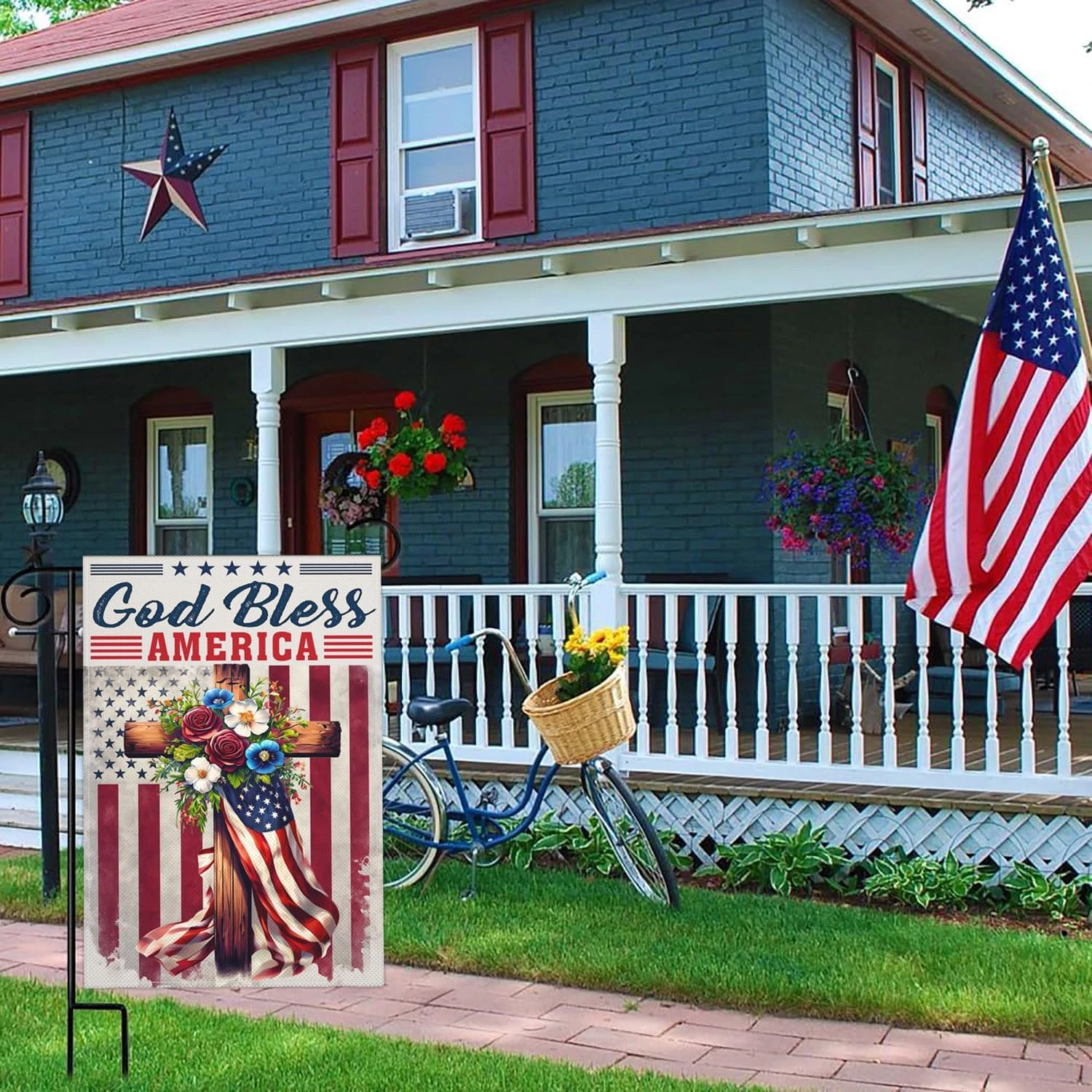 God Bless America 4Th of July Garden Flags for outside