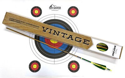 Black Eagle Arrows Vintage Crested Feather Arrows - Green and Yellow - with 4...