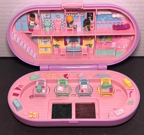 Vintage Polly Pocket Stampin' School Compact Bluebird Toys w/ 3 Dolls Incomplete