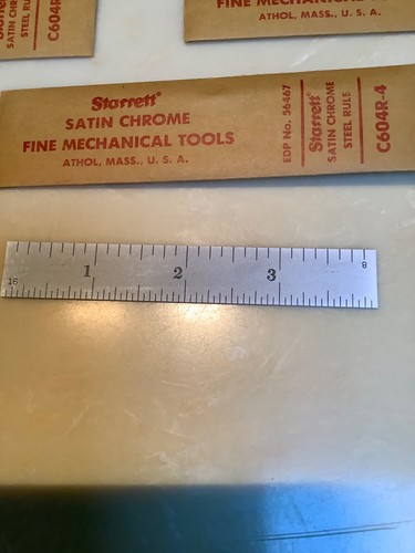 STARRETT No. C604R-4  4” Long  satin Chrome Rule 4 R Graduations. USA - Picture 3 of 4