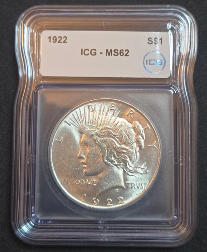 1922 Peace Silver Dollar $1 ICG MS62 – Uncirculated Classic U.S. Silver Coin