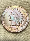 1897 Indian Head Cent Penny, Lustrous  AU+ Gem High Grade Nice Color Toned