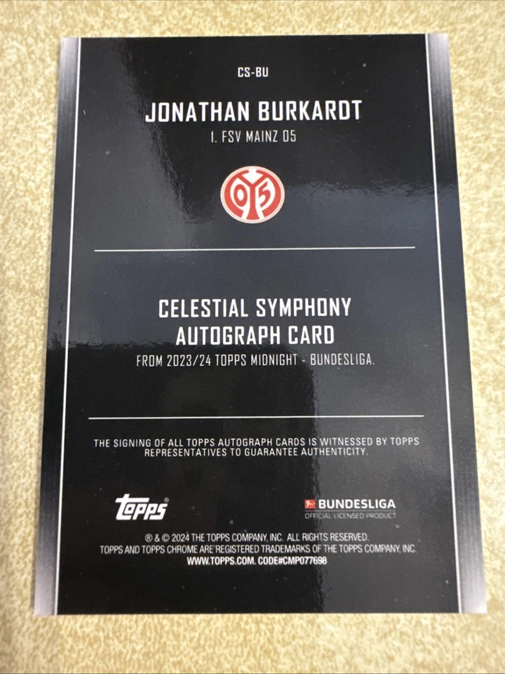 2023-24 Topps Midnight Bundesliga Jonathan Burkardt Celestial Symphony Auto - Image 2 of 2