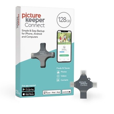 Picture Keeper Connect for iPhone, Android, USB-C, PC & Mac - 128GB, Silver