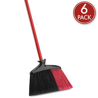 14 In. Extra-Large Indoor/Outdoor Angle Broom with Steel Handle (6-Pack)