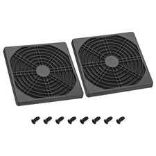 120mm Cooling Fan Filter with Screw, 2 Pack ABS Ventilator Grill Guard, Black