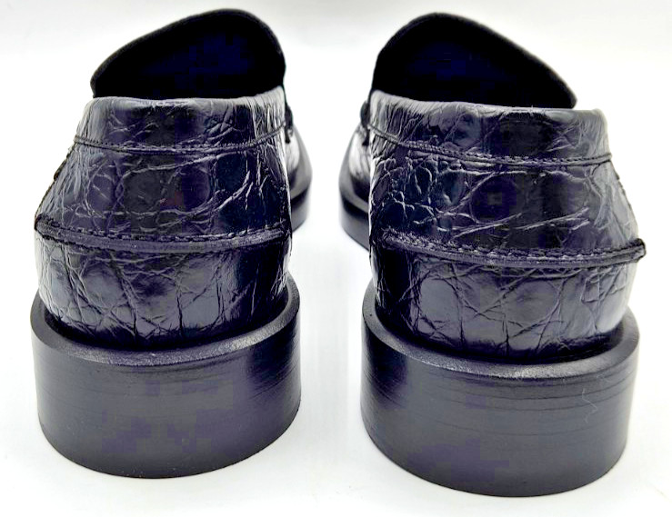 Versace Men's Croc Embossed Black Leather Loafers Shoes EU43 US10 thumbnail 10